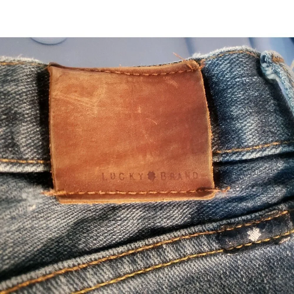 Lucky Brand Jeans Mens 33x30 Blue Denim 363 Vintage Straight Ripped Street Wear